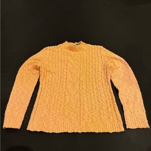 Cozy Orange Cable-Knit Women’s Sweater 100% Cotton Everyday Clothing size small
